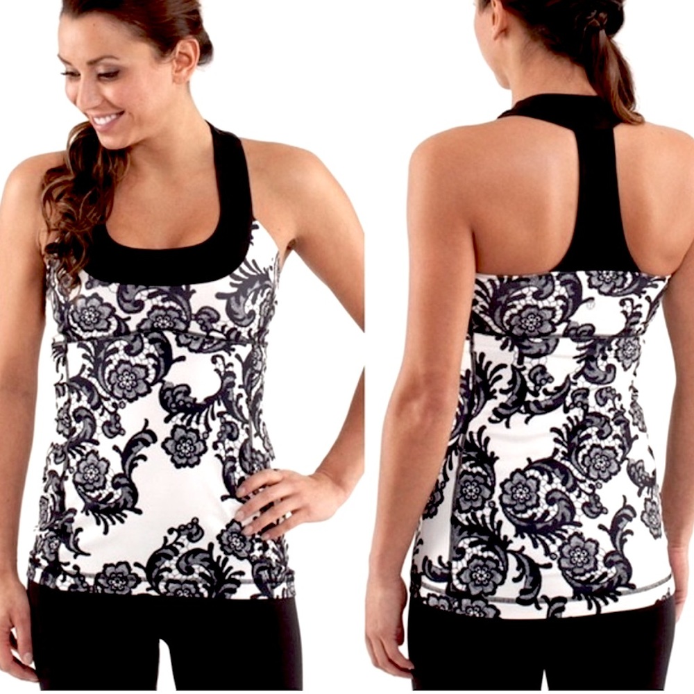 Lululemon Scoop Neck Tank Lace Floral Pattern